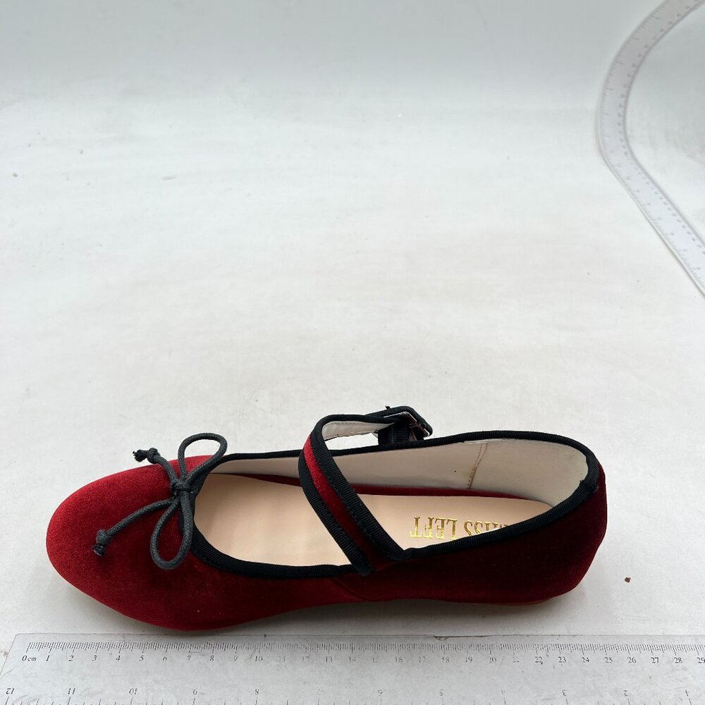 miss left Women Bowknot Ankle Strap Mary Jane Classic Closed Round Toe Flats Red - Picture 2 of 8